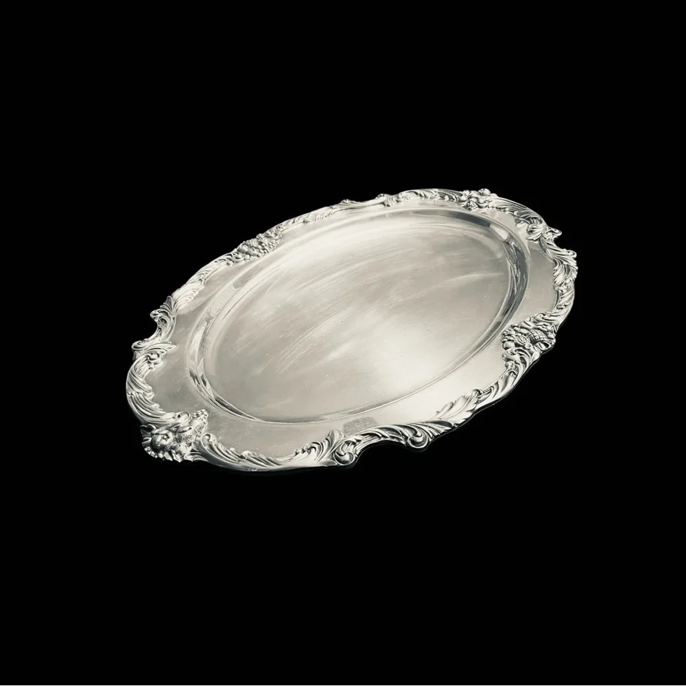 VINTAGE REED & BARTON KING FRANCIS 1676 PATTERN 19" SILVER PLATE. OVAL PLATTER - Picture 6 of 13